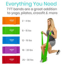 Vive Health Straight Resistance Bands, X-Light To X-Heavy, 6 Feet, Pack of 5