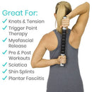 Vive Health Muscle Roller Stick with Textured Grip, Black and Silver, 17.7-Inch Length