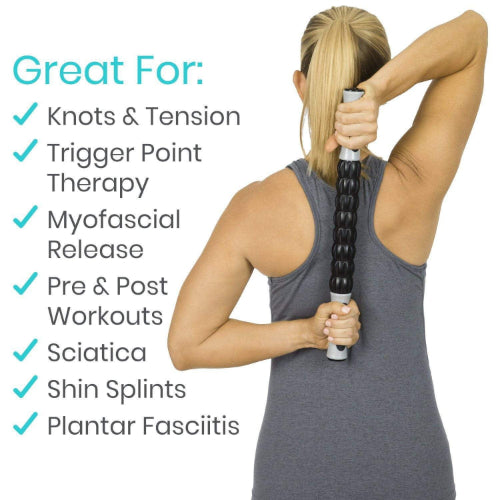 Vive Health Muscle Roller Stick, Black/Silver
