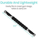 Vive Health Muscle Roller Stick with Textured Grip, Black and Silver, 17.7-Inch Length
