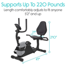 Vive Health Recumbent Bike, Indoor Exercise Cycle with Adjustable Padded Seat and Backrest