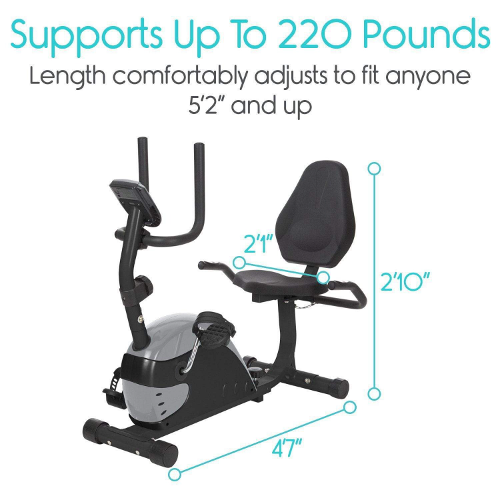 Recumbent Bike, Step-Thru, Steel Frame, Padded Seat, Programmable Display