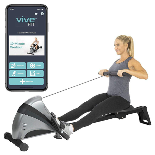Vive Health Rowing Machine, 39 Inches Rail with Padded Handlebar