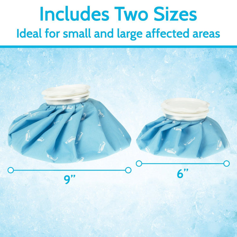 Vive Health Ice Bag, Reusable 6 inch And 9 inch, Easy Open, Pack of 2
