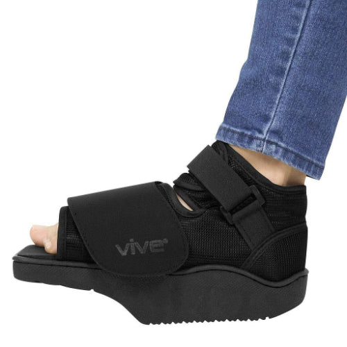 Vive Health Offloading Post Op Shoe, Angled Rigid Sole, Wide Toe, M:10.5-12