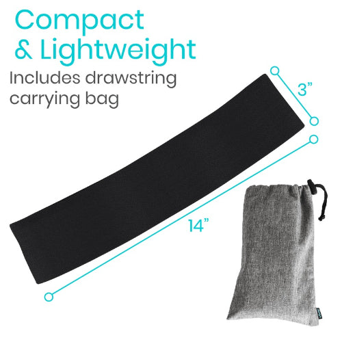 Vive Health Fabric Resistance Bands for Fitness with Carry Bag