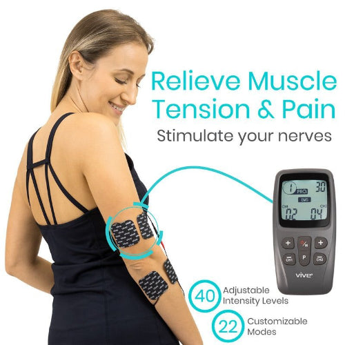 Vive Health EMS TENS Unit – 22 Modes, 8 Electrode Pads