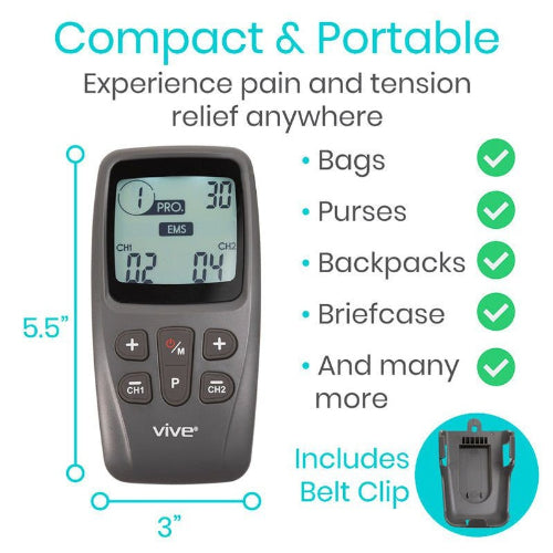 Vive Health EMS TENS Unit – 22 Modes, 8 Electrode Pads