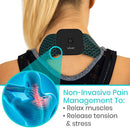 Flexible reusable electrode pad designed to contour shoulders, neck, back, and legs for pain management, Moovkart