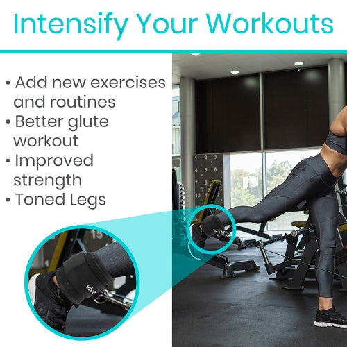 Vive Health Ankle Straps with Dual D‑Rings for Glute and Leg Cable Machine Exercises, Black