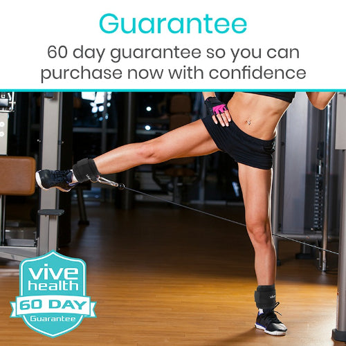 Vive Health Ankle Straps with Dual D‑Rings for Glute and Leg Cable Machine Exercises, Black