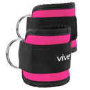 Vive Health Ankle Straps with Dual D‑Rings for Glute and Leg Cable Machine Exercises, Pink