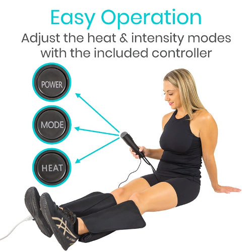 Vive Health Calf Compression Massager, 3 Modes, Heat, 21" Circumference, 2 Extenders