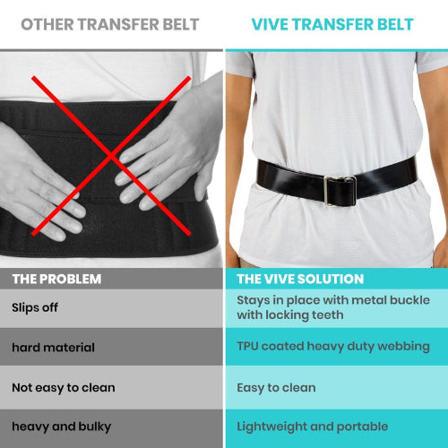 Vive Health Easy Clean Transfer Belt, Black