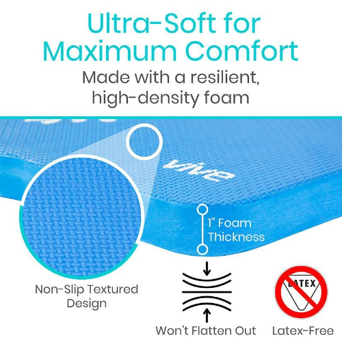 Vive Health Yoga Knee Cushion, Thick Foam for Joint Pressure Relief, 17.5 x 11 Inches, Blue