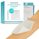 Vive Health Silver Alginate Dressing Pads, Sterile, 4 Inch, Highly Absorbent for Wounds, White