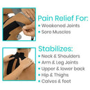Vive Health PreCut Kinesiology Tape, 2 Inch x 105 Feet with Cotton/Spandex Blend, Water‑Resistant, Black