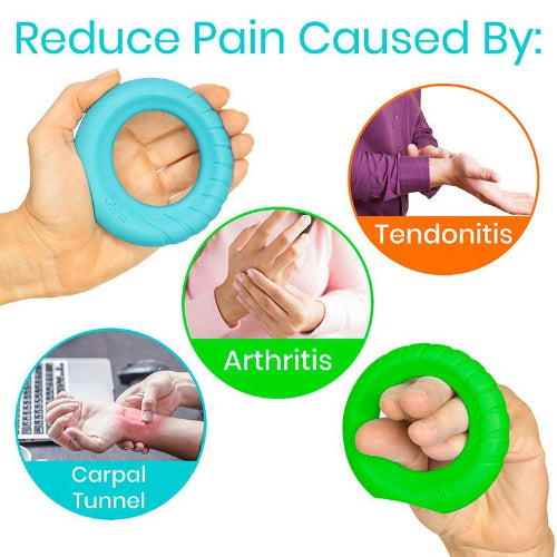Vive Health Ergonomic Ring Grips, Progressive Resistance for Hand Strength