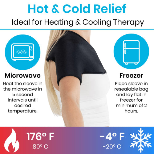 Vive Health Hot and Cold Shoulder Sleeve, Targeted Pain Relief and Muscle Recovery, Black