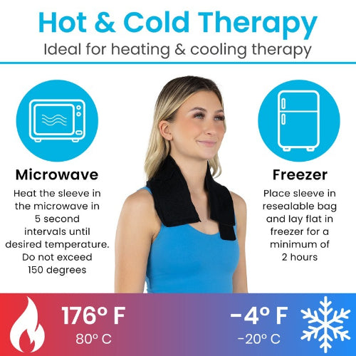 Vive Health Hot and Cold Neck Sleeve, Targeted Therapy for Pain Relief and Recovery, Black