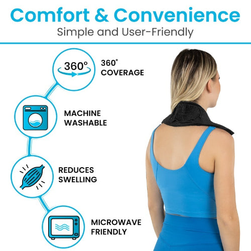 Vive Health Hot and Cold Neck Sleeve, Targeted Therapy for Pain Relief and Recovery, Black