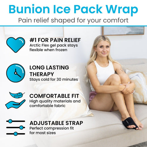 Vive Health Hot and Cold Bunion Ice Sleeves, Flexible Gel Support for Pain Relief, Black