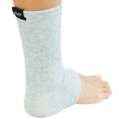 Vive Health Ankle Sleeves, Bamboo/Charcoal, Machine Washable, Shoe Size M: 5-9.5, W: 6-10.5, Gray, 1 Pair