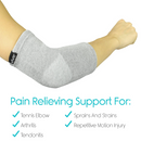 Vive Health Bamboo Elbow Sleeves, Compression Support with Antimicrobial Fibers, Small/Medium Gray