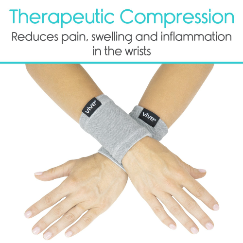 Vive Health Wrist Sleeves, Gray, Small/Medium, Pair