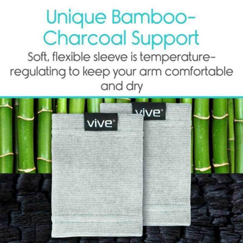 Vive Health Wrist Sleeves, Bamboo/Charcoal, Machine Washable, 6.5", 1 Pair, Gray