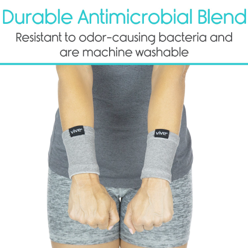 Vive Health Wrist Sleeves, Gray, Small/Medium, Pair