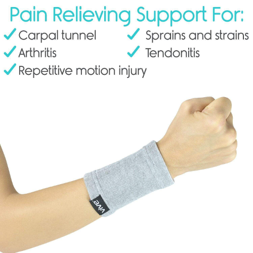 Vive Health Wrist Sleeves, Gray, Small/Medium, Pair