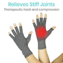Vive Health Arthritis Gloves with Open Fingertips For Reducing Pain, Stiffness And Inflammation, Gray