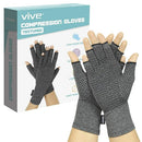 Vive Health Arthritis Gloves with Open Fingertips For Reducing Pain, Stiffness And Inflammation, Gray