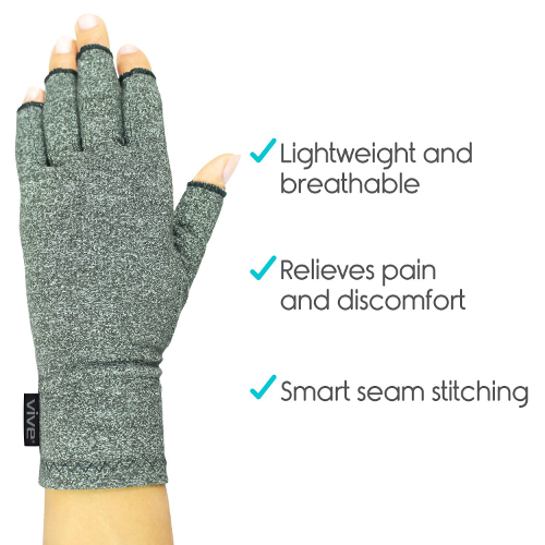 Vive Health Arthritis Gloves, Full Finger W/Smart Tip, Cotton, X Large, Gray