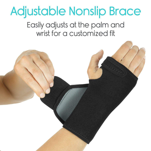 Vive Health Wrist Brace, Removable Splint, Washable Neoprene, Black, Right Hand