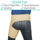Vive Health Groin Brace with Compression Support, Washable for Strains and Hamstring, Beige