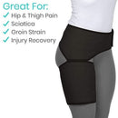 Vive Health Groin Brace with Compression Support, Washable for Strains and Hamstring, Black