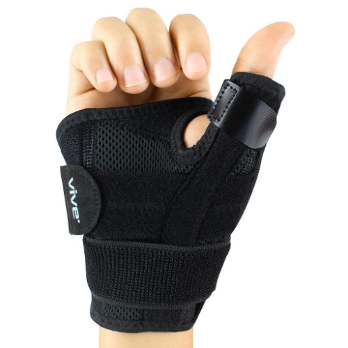 Vive Health Thumb Brace, Reversible, Removable Metal Splint, Universal Size, Black