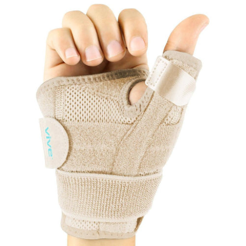 Vive Health Thumb Brace, Reversible, Removable Metal Splint, Universal Size, Beige
