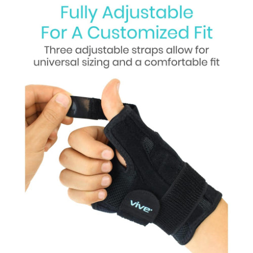 Vive Health Thumb Brace, Reversible, Removable Metal Splint, Universal Size, Black