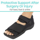 Vive Health Post-Op Shoe with Adjustable Straps, Rocker Sole and Square Toe, Medium Black