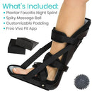 Vive Health Night Splint, Adjustable Foot Brace with Wedges for Plantar Fasciitis, Large Black