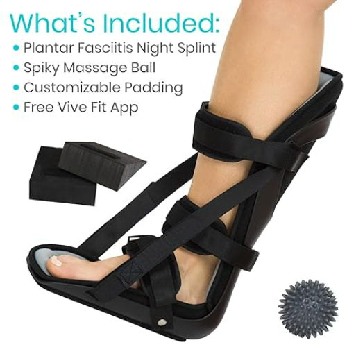 Vive Health Soft Night Splint, Large, Black