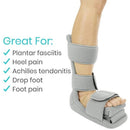Vive Health Soft Night Splint With Two Foam Stretch Wedges, Relieves Plantar Fasciitis, Large Gray
