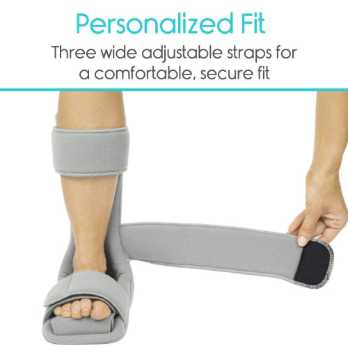 Vive Health Soft Night Splint, 2 Wedges, Padded Cover, M: 5.5 - 8, W: 7 – 9.5, Gray