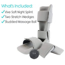 Vive Health Soft Night Splint with 2 Adjustable Foam Wedges for Plantar Relief, X-Large Gray