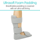 Vive Health Soft Night Splint with 2 Adjustable Foam Wedges for Plantar Relief, X-Large Gray