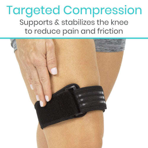Adjustable Vive Health IT Band Strap with gel compression pad for stability during physical activity, Moovkart.