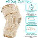 Vive Health Hinged Knee Brace with Removable Splints, Open Patella, Adjustable, Small Beige